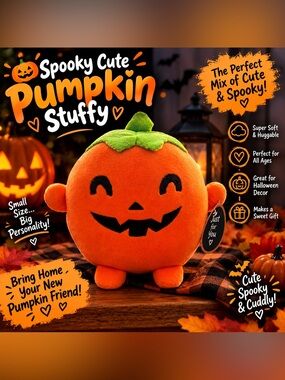 Spooky Cute Orange Pumpkin Stuffy Plush - Plush Halloween Pumpkin